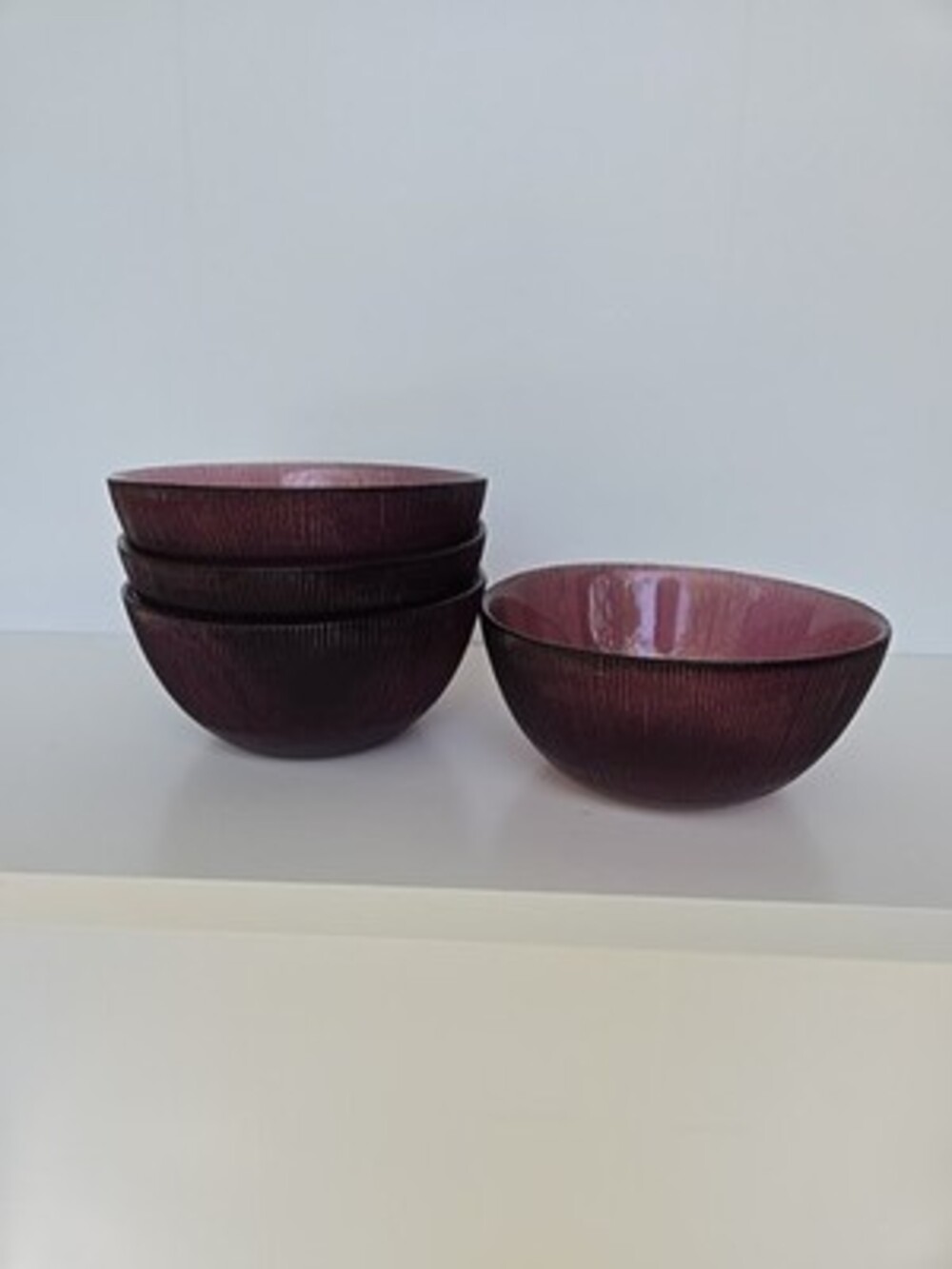 Vintage Glass Amethyst Purple Bowls - Set Of 4